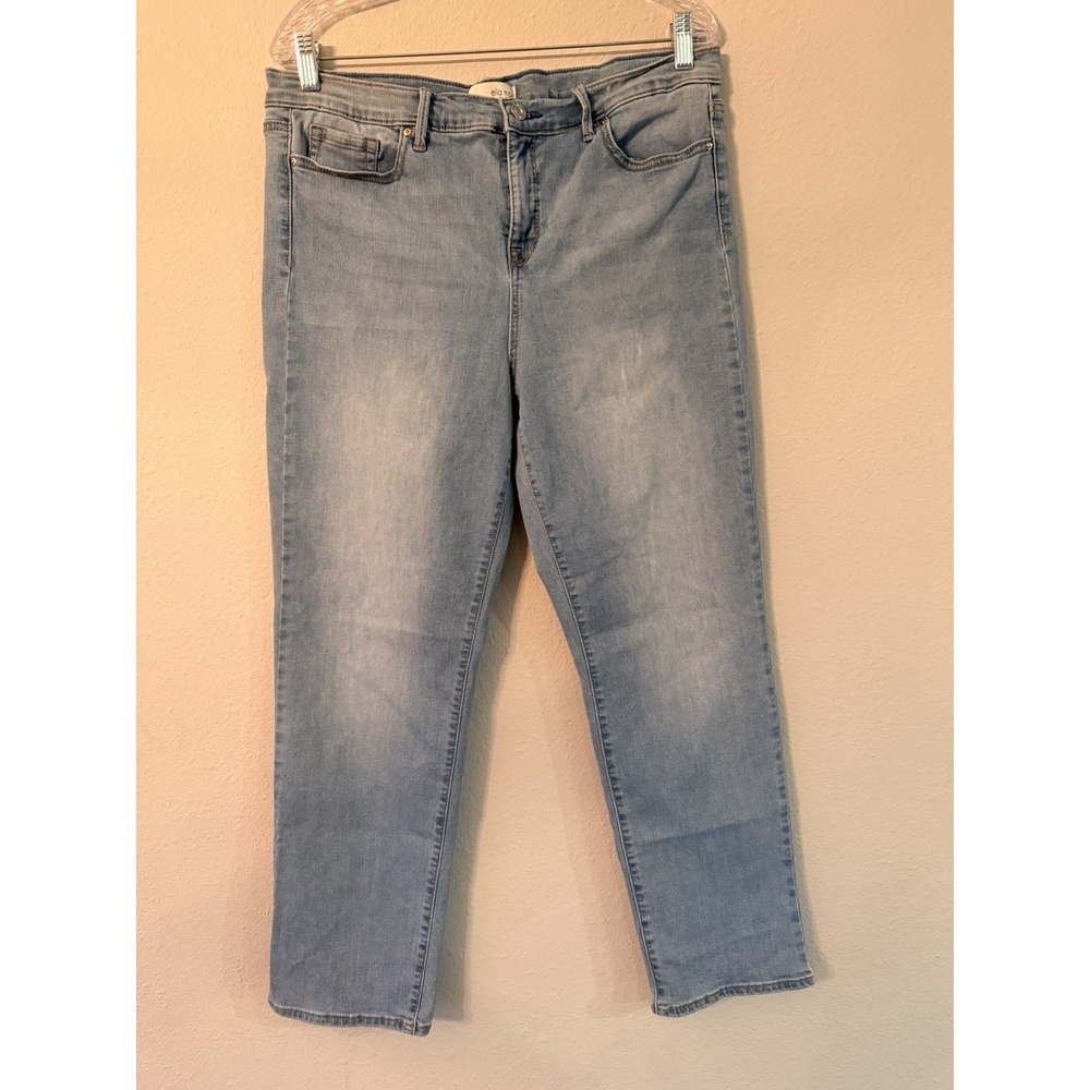 Ella Moss High Waist Straight Leg Cropped Light Blue Stretch Jeans Size 14 32